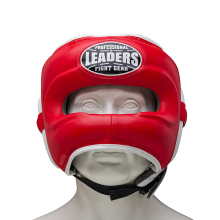 Шлем боксерский LEADERS LS с бамперной защитой RD/WH