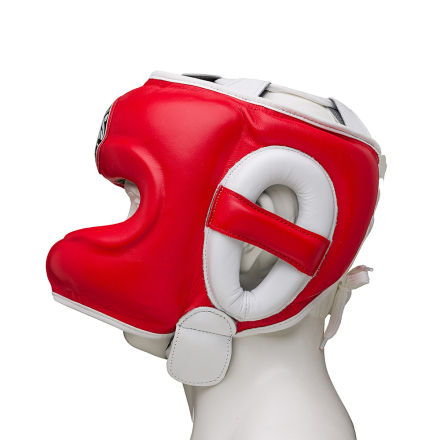 Шлем боксерский LEADERS LS с бамперной защитой RD/WH