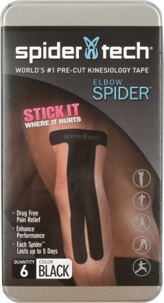 Тейп преднарезанный для локтя SpiderTech, 6 шт.