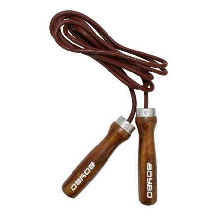 Скакалка BOYBO ШНУР-КОЖА, ДЕРЕВЯННЫЕ РУЧКИ