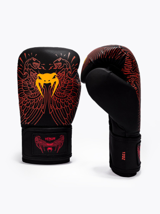 Перчатки боксерские Venum Quetzal Fury Black/Fury Red/Tangerine