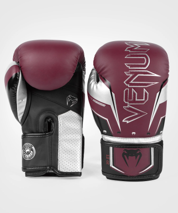 Перчатки боксерские Venum Elite Evo Burgundy/Silver