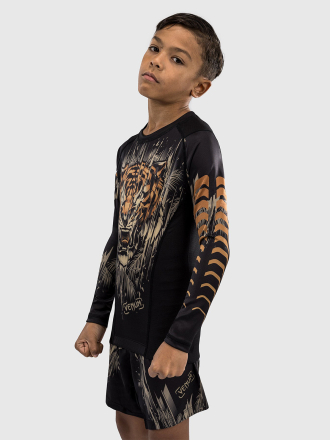 Рашгард детский Venum Tiger Black/Neo Orange L/S